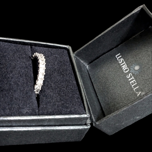 Sterling Silver Baguette CZ Eternity Ring Size 8 - Picture 4 of 5